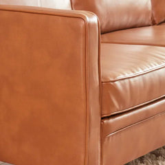 Asheville 80.5'' Vegan Leather Square Arm Sofa Honey Brown Design
