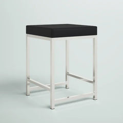 Dark Gray Ashlyn 20.25'' Tall Steel Vanity Stool Features a Padded Seat Cushion