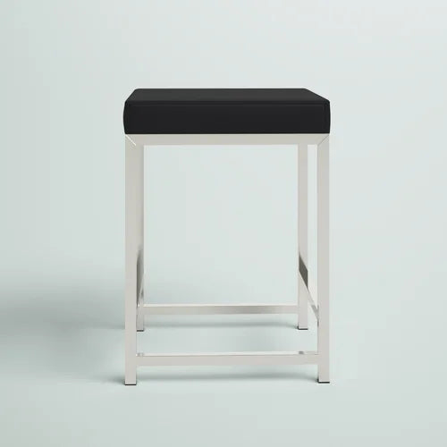 Dark Gray Ashlyn 20.25'' Tall Steel Vanity Stool Features a Padded Seat Cushion