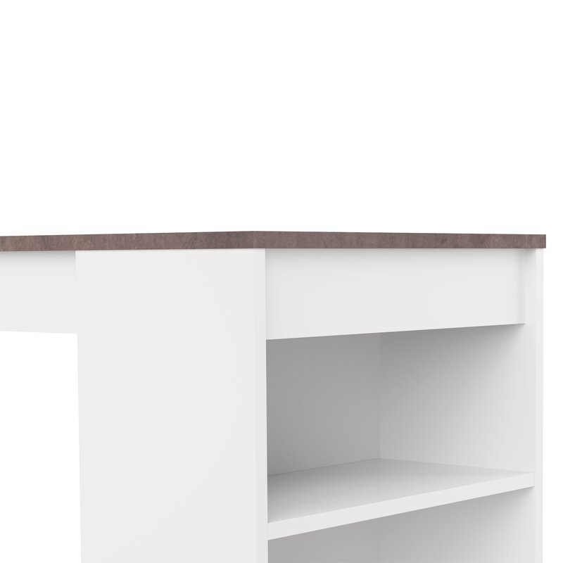 Ashton Counter Height 45'' Dining Table Four Open Shelves Along One Side Provide Space-Saving Storage for Spare Serveware