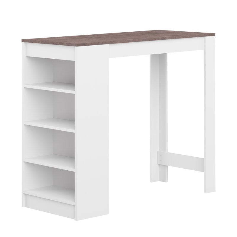 Ashton Counter Height 45'' Dining Table Four Open Shelves Along One Side Provide Space-Saving Storage for Spare Serveware