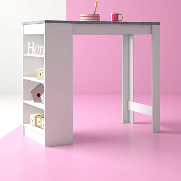 Ashton Counter Height 45'' Dining Table Four Open Shelves Along One Side Provide Space-Saving Storage for Spare Serveware
