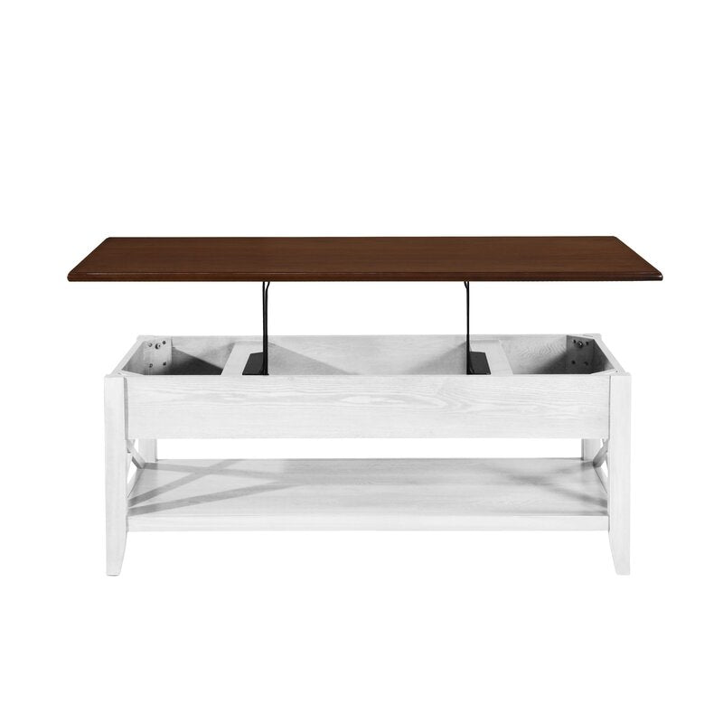 Atherton Farmhouse Faux Wood Lift Top Coffee Table with Storage