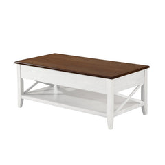 Atherton Farmhouse Faux Wood Lift Top Coffee Table with Storage