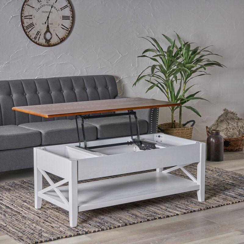 Atherton Farmhouse Faux Wood Lift Top Coffee Table with Storage