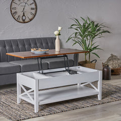 Atherton Farmhouse Faux Wood Lift Top Coffee Table with Storage