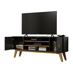 Solid Wood Attaway TV Stand for TVs up to 60" Modern Style Three Open Shelves