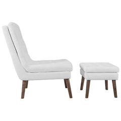 Polyester White 34.5'' Wide Tufted Lounge Chair and Ottoman Ideal for Kicking Back After A Long Day