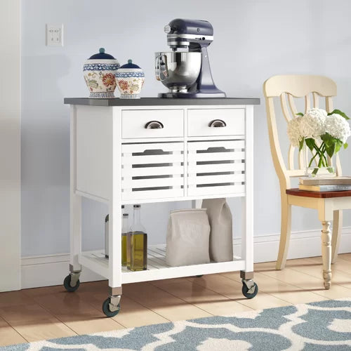 Auberon 30'' Wide Rolling Kitchen Cart with Stainless Steel Top Design