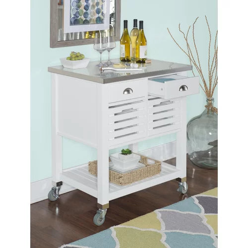 Auberon 30'' Wide Rolling Kitchen Cart with Stainless Steel Top Design