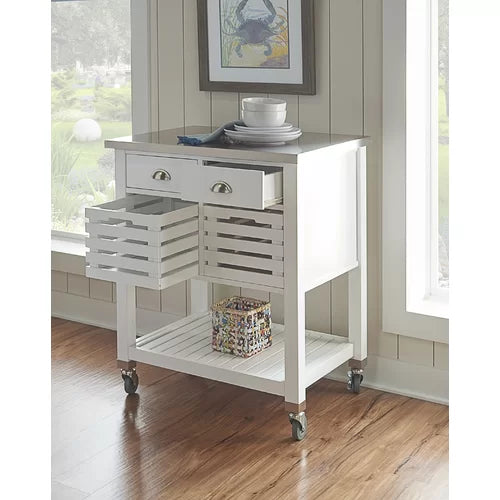Auberon 30'' Wide Rolling Kitchen Cart with Stainless Steel Top Design
