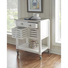 Auberon 30'' Wide Rolling Kitchen Cart with Stainless Steel Top Design