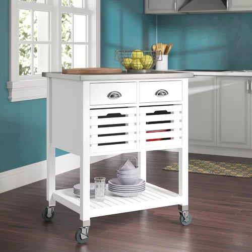 Auberon 30'' Wide Rolling Kitchen Cart with Stainless Steel Top Design