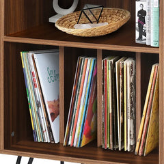 Brown Audio Rack 4 Long Storage Space of Turntable Stand Can Organize