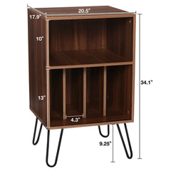 Brown Audio Rack 4 Long Storage Space of Turntable Stand Can Organize