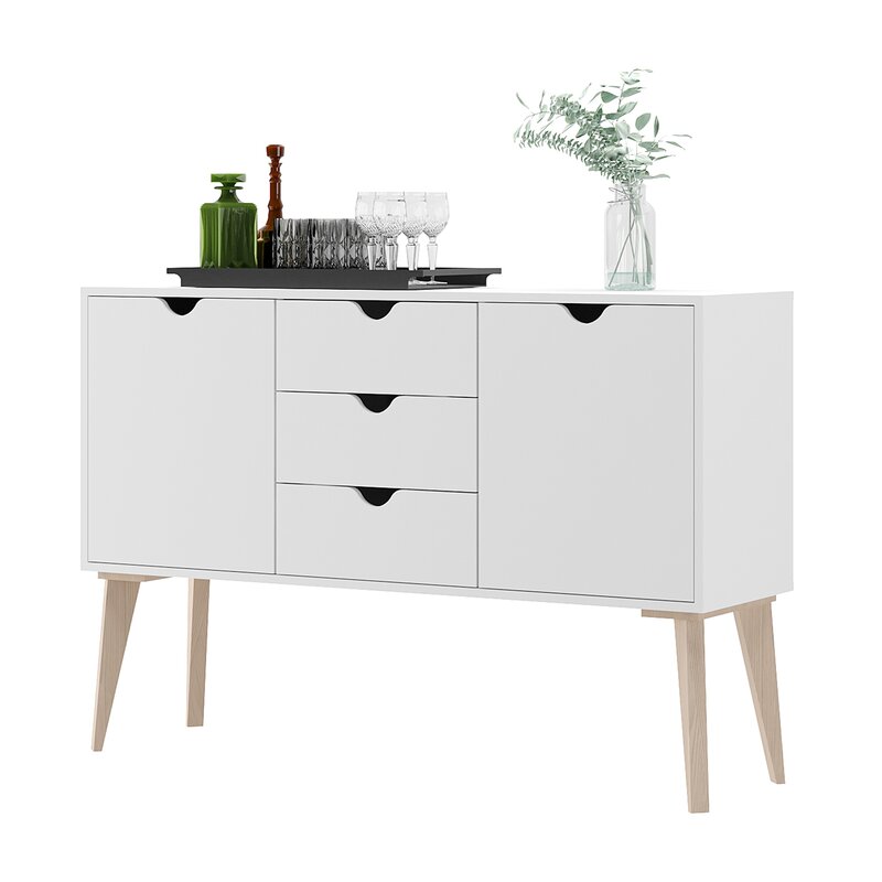 White/Brown Audreona 47'' Wide 3 Drawer Server Elegant and Minimalist buffet piece