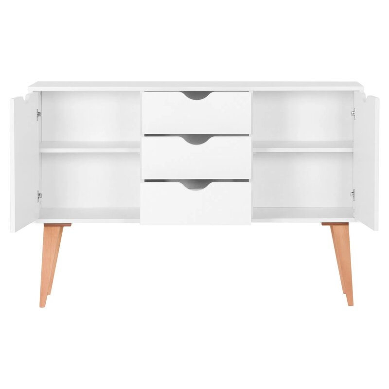 White/Brown Audreona 47'' Wide 3 Drawer Server Elegant and Minimalist buffet piece