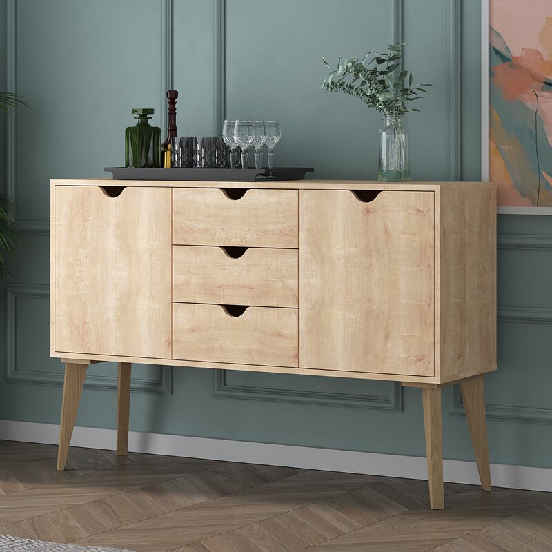 Natural Wood/Brown Audreona 47'' Wide 3 Drawer Server