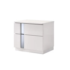 White Augie 20.7'' Tall 2 - Drawer Solid Wood Nightstand Glossy Finish
