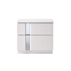 White Augie 20.7'' Tall 2 - Drawer Solid Wood Nightstand Glossy Finish