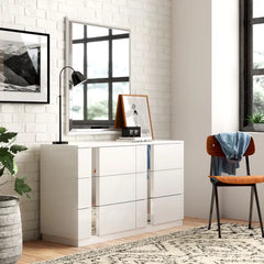 Augie 6 Drawer 54.8'' W Double Dresser with Mirror Easy to Access Everything