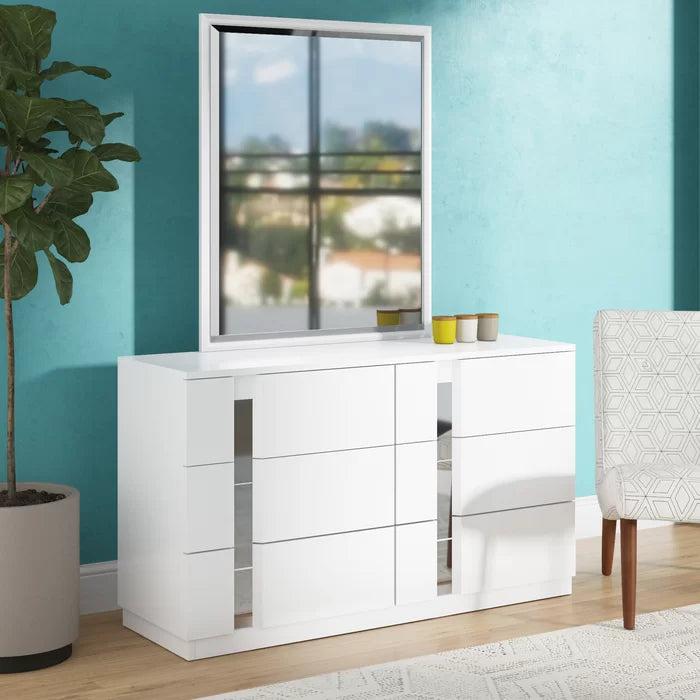 Augie 6 Drawer 54.8'' W Double Dresser with Mirror Easy to Access Everything
