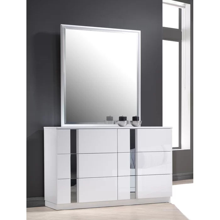 Augie 6 Drawer 54.8'' W Double Dresser with Mirror Easy to Access Everything