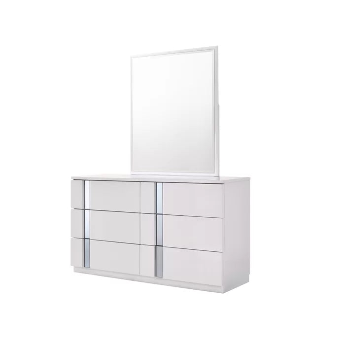Augie 6 Drawer 54.8'' W Double Dresser with Mirror Easy to Access Everything