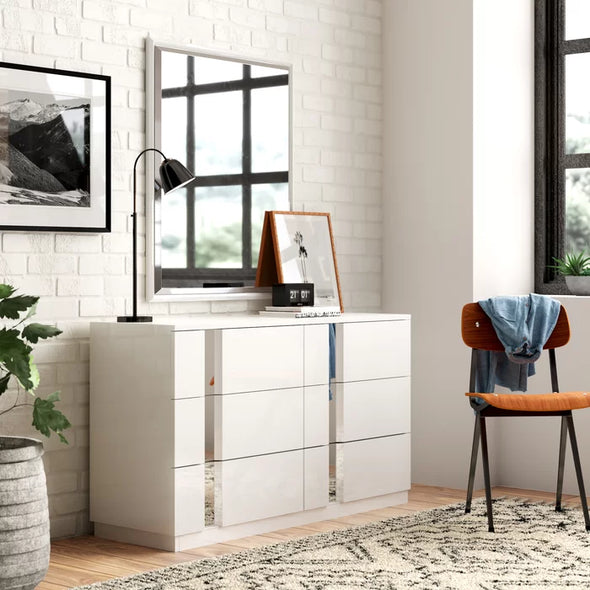 Augie 6 Drawer 54.8'' W Double Dresser with Mirror Easy to Access Everything