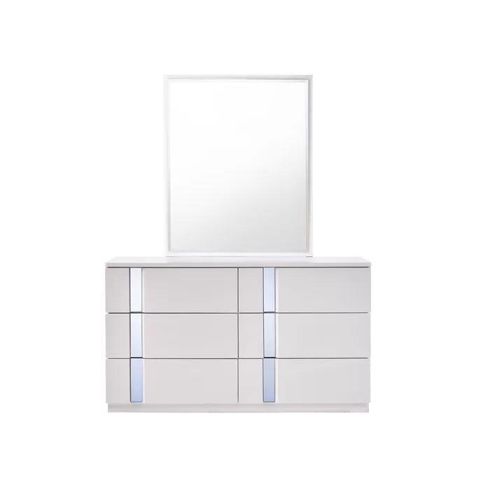Augie 6 Drawer 54.8'' W Double Dresser with Mirror Easy to Access Everything