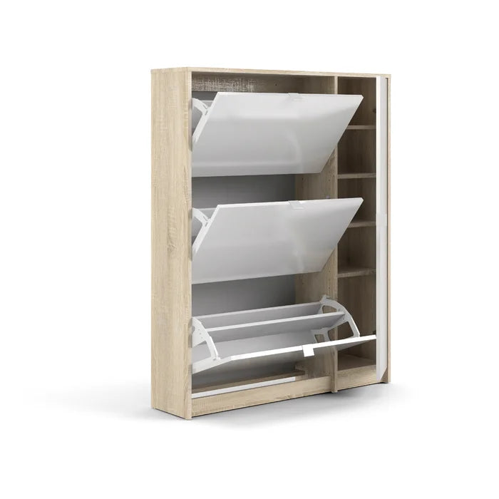 Aula Three Compartments 18 Pair Shoe Storage Cabinet Wall Mounted Adjustable Shelves