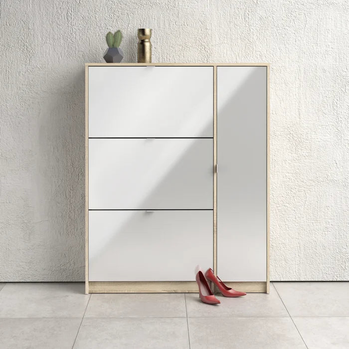 Aula Three Compartments 18 Pair Shoe Storage Cabinet Wall Mounted Adjustable Shelves