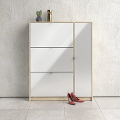 Aula Three Compartments 18 Pair Shoe Storage Cabinet Wall Mounted Adjustable Shelves