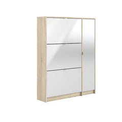 Aula Three Compartments 18 Pair Shoe Storage Cabinet Wall Mounted Adjustable Shelves