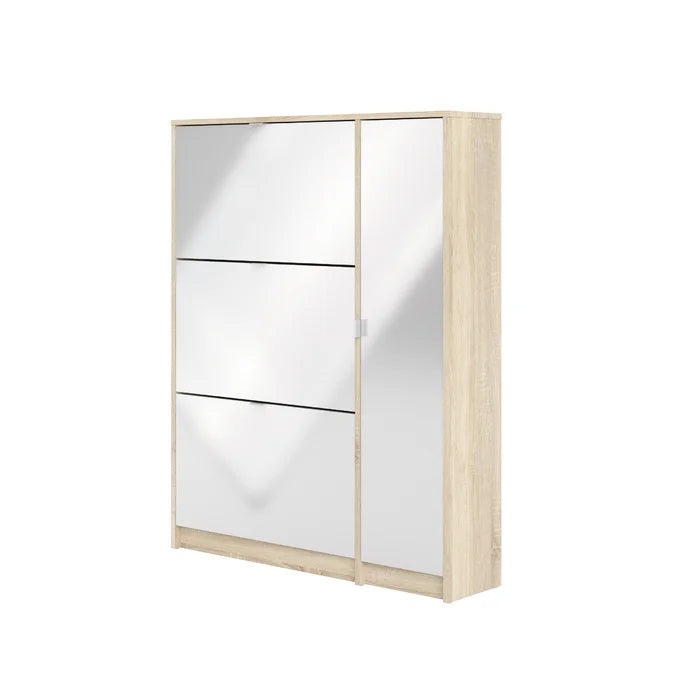 Aula Three Compartments 18 Pair Shoe Storage Cabinet Wall Mounted Adjustable Shelves