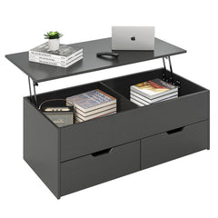 Black Auryon Lift Top Sled Coffee Table with Storage