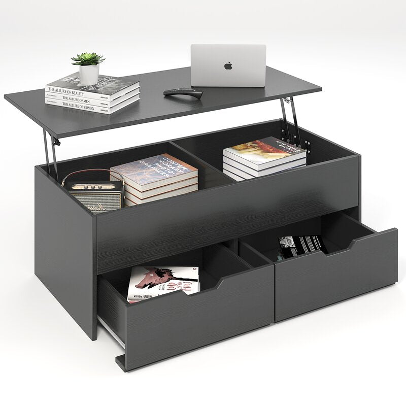 Black Auryon Lift Top Sled Coffee Table with Storage