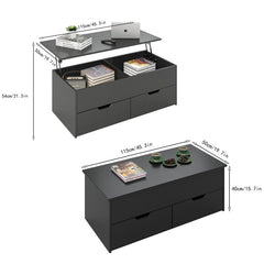 Black Auryon Lift Top Sled Coffee Table with Storage