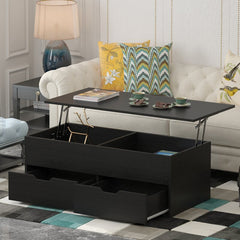 Black Auryon Lift Top Sled Coffee Table with Storage