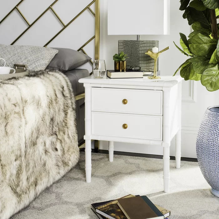 White Ava 25.22'' Tall 2 - Drawer Nightstand Perfect for Bedside