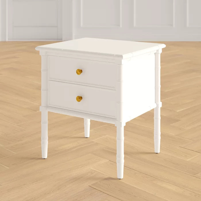 White Ava 25.22'' Tall 2 - Drawer Nightstand Perfect for Bedside