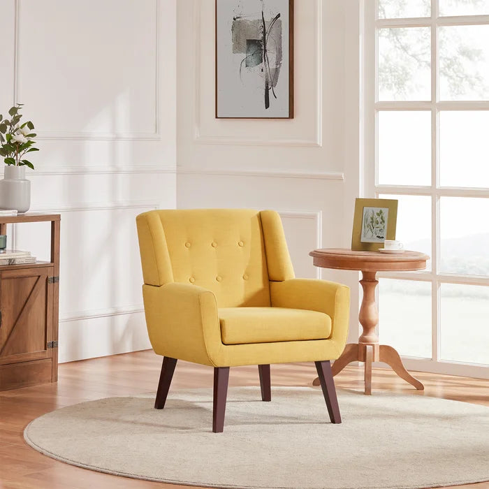 Yellow Avae 29.2'' Wide Tufted Armchair Made of High Density Native Sponge