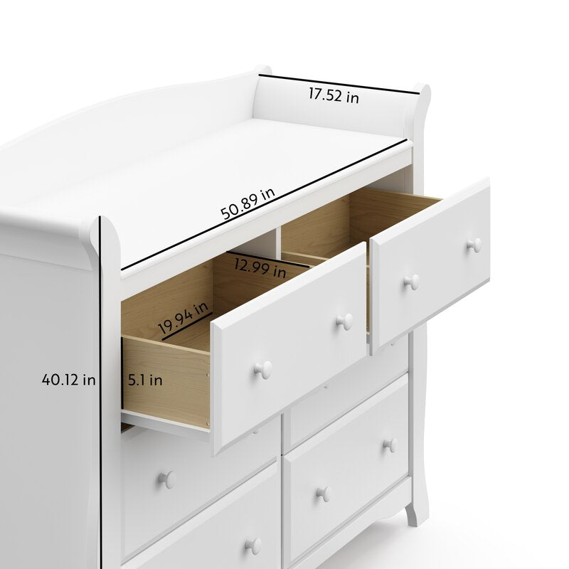 White Avalon 6 Drawer Double Dresser Crafted with High Quality Wood
