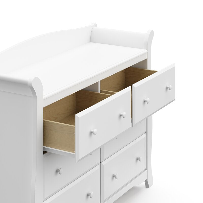 White Avalon 6 Drawer Double Dresser Crafted with High Quality Wood