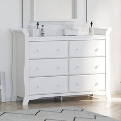 White Avalon 6 Drawer Double Dresser Crafted with High Quality Wood