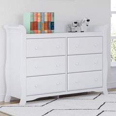 White Avalon 6 Drawer Double Dresser Crafted with High Quality Wood