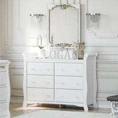 White Avalon 6 Drawer Double Dresser Crafted with High Quality Wood