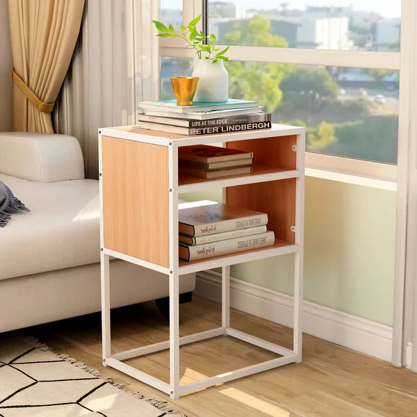 White/Oak Aven 31.5'' Tall Modern Nightstand Perfect Organize