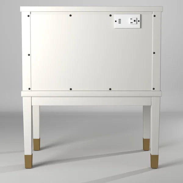 White Averie 28'' Tall 1 - Drawer Nightstand in Gray with Built-In USB outlet