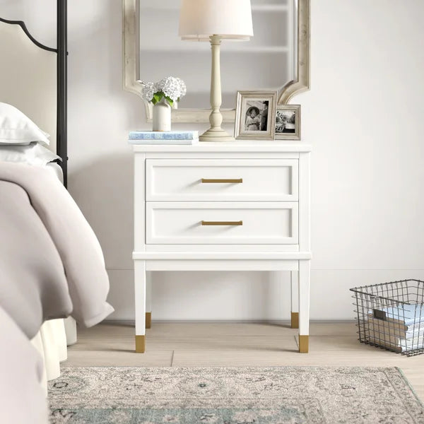 White Averie 28'' Tall 1 - Drawer Nightstand in Gray with Built-In USB outlet